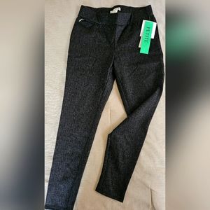 NWT 89th+Madison Women's White Black Scratch Print Stretch Pants 